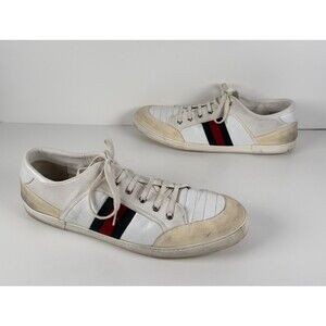 Gucci Men\'s White Leather Dapper Dan Lowtop Sneaker Size 12 G US 13 Gucci Dapper Dan GG Print White Green Web Sneakers - 37.5 IT  main image 2